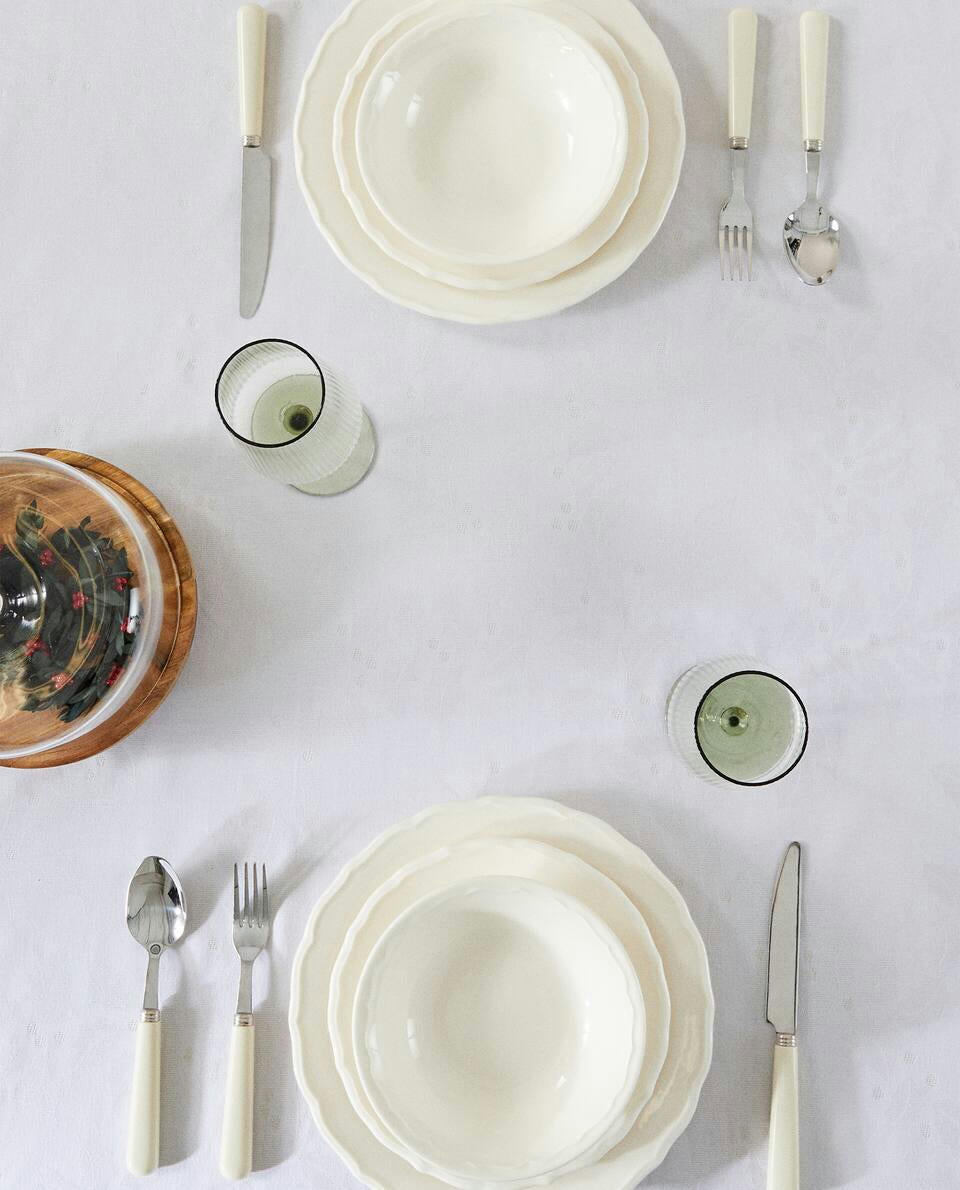 CHRISTMAS GLITTERY FLORAL JACQUARD TABLECLOTH