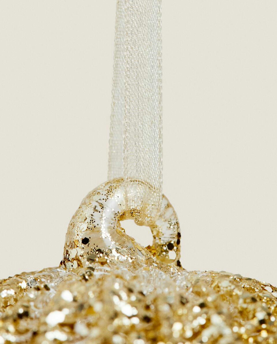 GLITTERY GLASS CHRISTMAS BAUBLE DECORATION