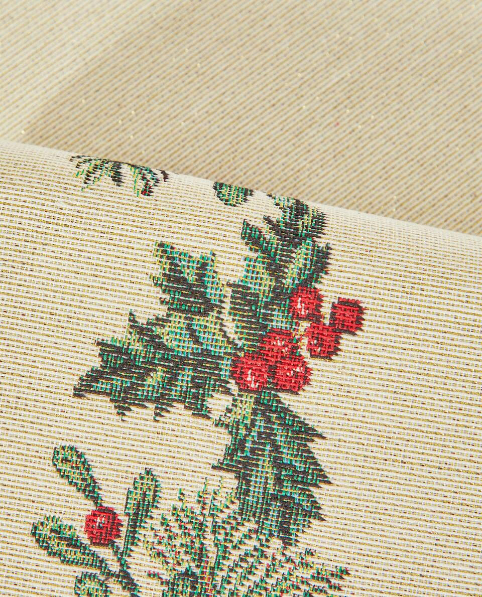 CHRISTMAS POINSETTIA JACQUARD COTTON TABLE RUNNER