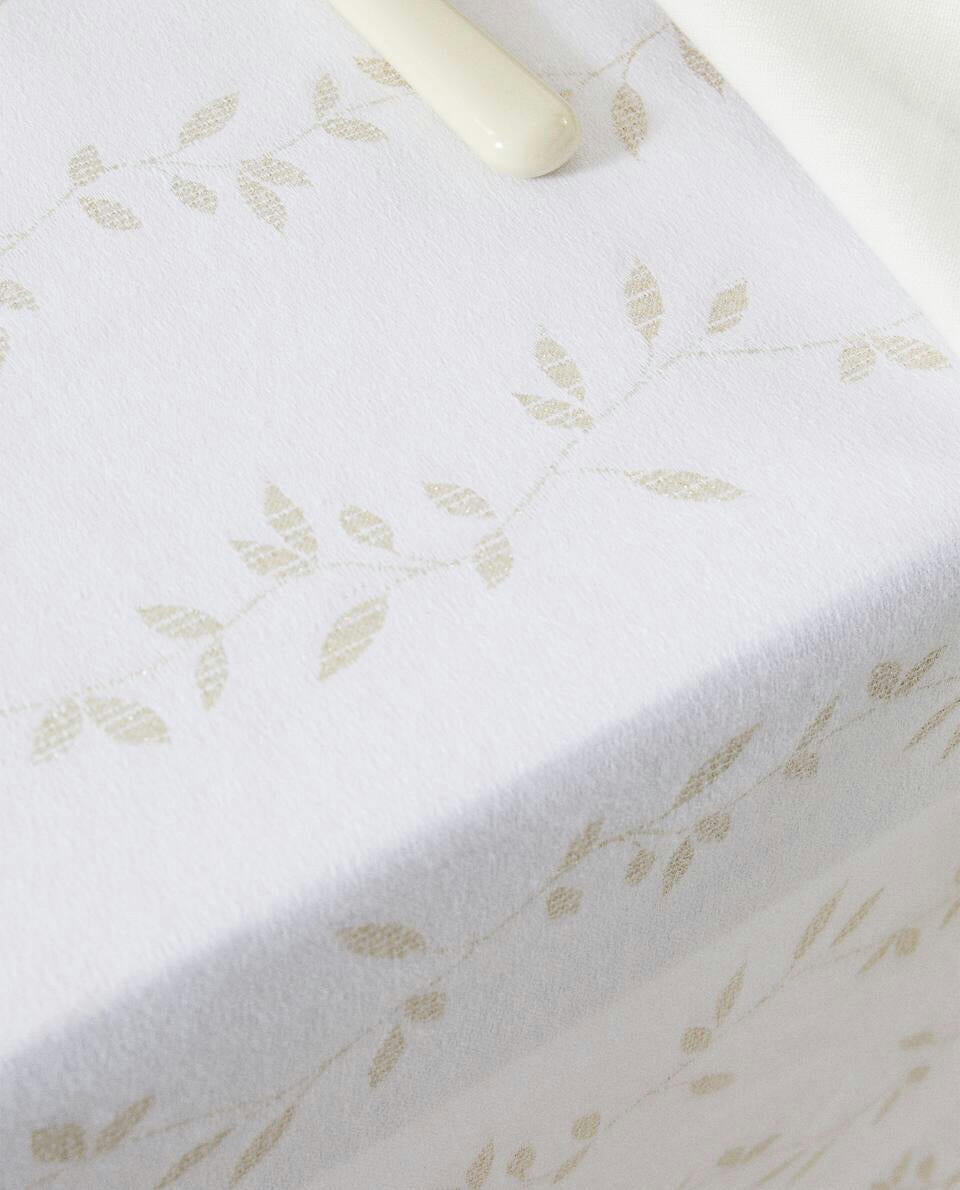 SPARKLY CHRISTMAS LEAF COTTON TABLECLOTH