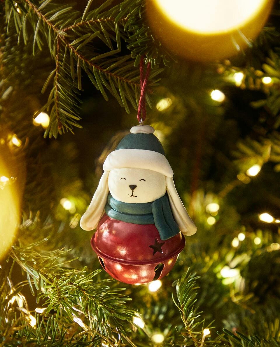 BUNNY-SHAPED CHRISTMAS DECORATION WITH SLEIGH BELL