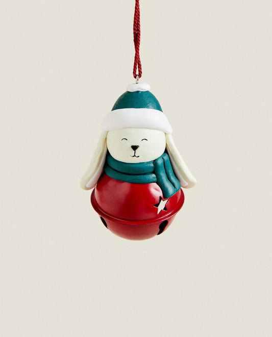 BUNNY-SHAPED CHRISTMAS DECORATION WITH SLEIGH BELL